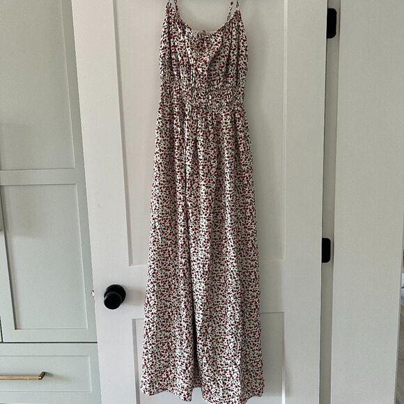 Abercrombie Smocked Tie-Front Maxi Dress, Floral, Size S - Picture 2 of 4